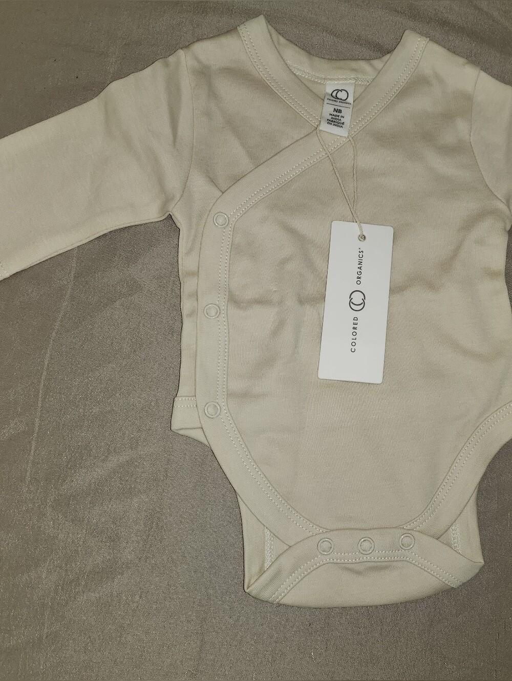 Colored Organics Cream Long-Sleeve Wrap Baby Bodysuit